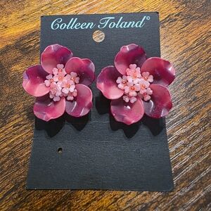Pink Flower Earrings